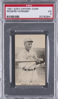 1921 E253 Oxford Confectionery Rogers Hornsby – PSA VG 3